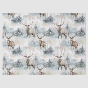 Winter Watercolor Forest Deer (4) Tissue Paper
