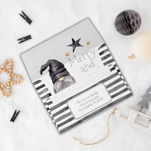 Winter Watercolor Gnome in Buffalo plaid Christmas Envelope