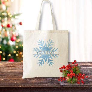 Winter Watercolor Holiday Snowflake Personalised Tote Bag