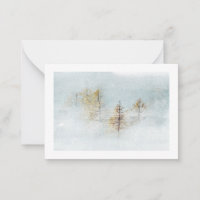 Winter watercolor landscape note card