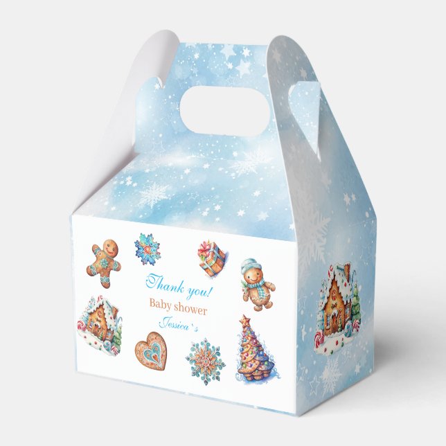 Winter Watercolor Merry Christmas  baby shower Favour Box (Front Side)