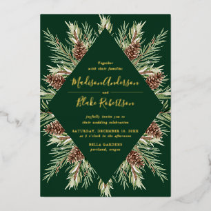 Winter Watercolor Pine Cone Frame Wedding