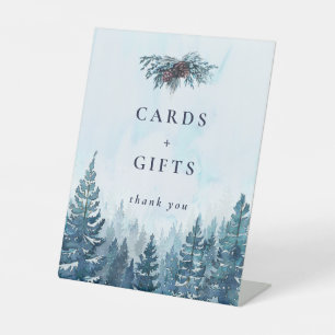Winter Watercolor Pine Tree Forest Cards And Gifts Pedestal Sign