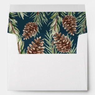 Winter Watercolor Pinecone Return Address Envelope
