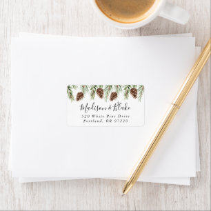 Winter Watercolor Pinecone Return Address Label
