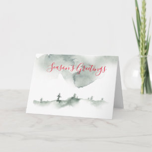 Winter Watercolor Scene Holiday Card