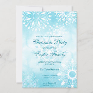 Winter Watercolor Snow Christmas Party Invitation