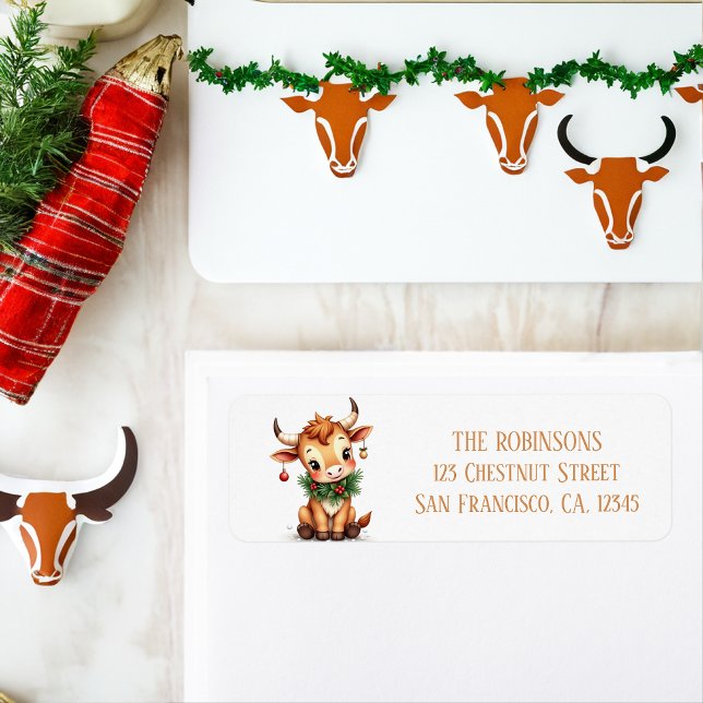 Winter Watercolor Texas Longhorn Calf Garland (Creator Uploaded)