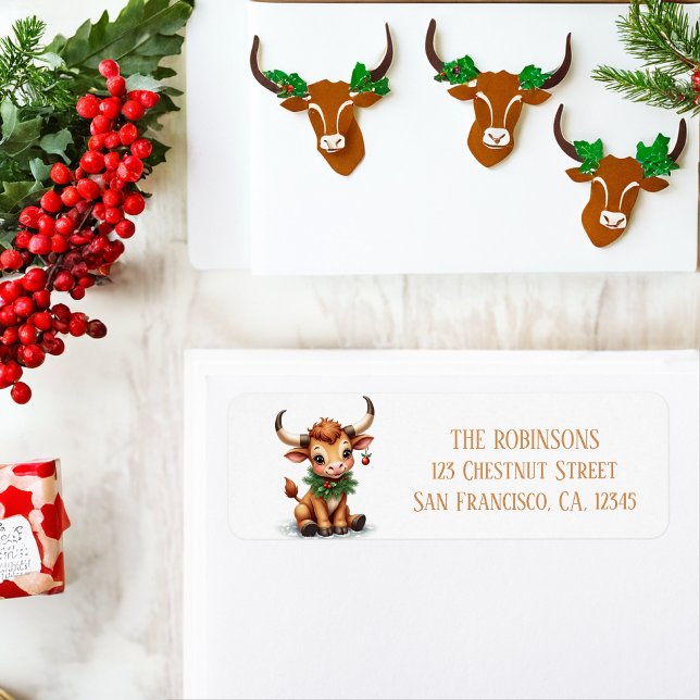 Winter Watercolor Texas Longhorn Calf Garland (Creator Uploaded)