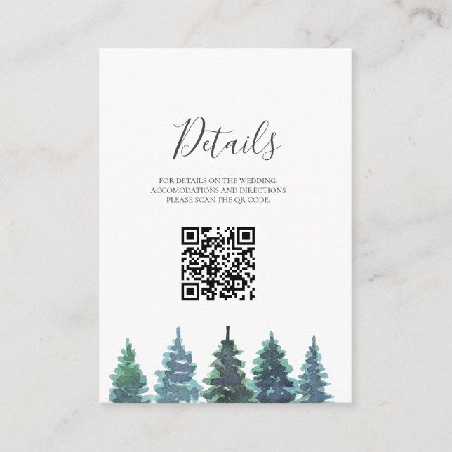 Winter Watercolor Wedding Enclosure Card (Front)