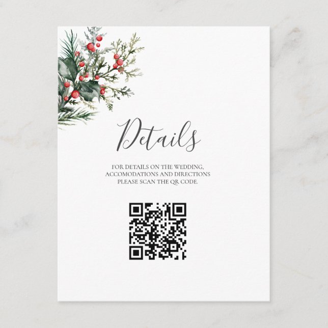 Winter Watercolor Wedding Enclosure Card (Front)
