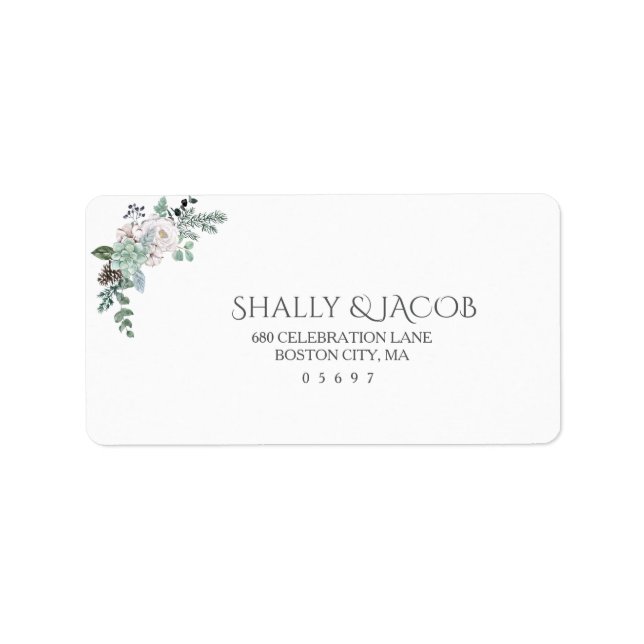 Winter Watercolor Wedding Label (Front)