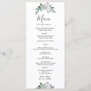 Winter Watercolor Wedding Menu