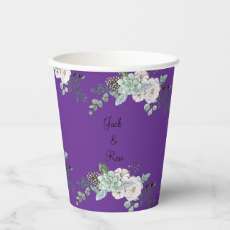 Winter Watercolor Wedding Paper Cups