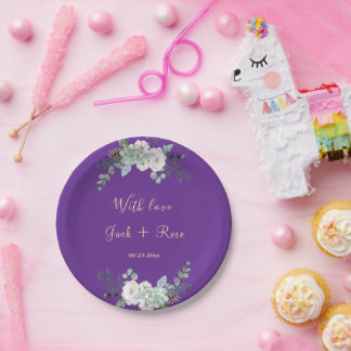 Winter Watercolor Wedding Paper Plate