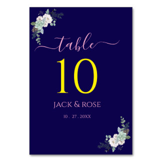 Winter Watercolor Wedding Table Number