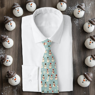 Winter Watercolor Whimsical Snowman Tie