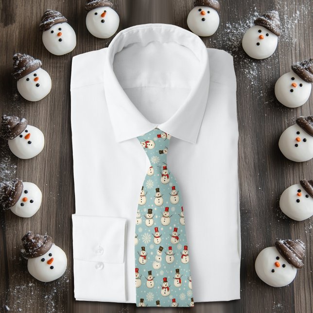 Winter Watercolor Whimsical Snowman Tie (Creator Uploaded)