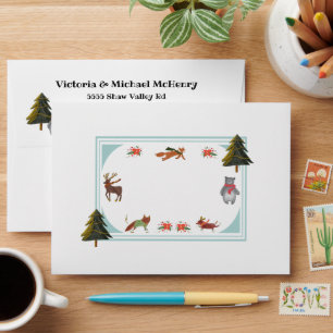 Winter Watercolor Woodland Animals Envelope