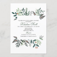 Winter Watercolor Wreath Bridal Shower Invitation