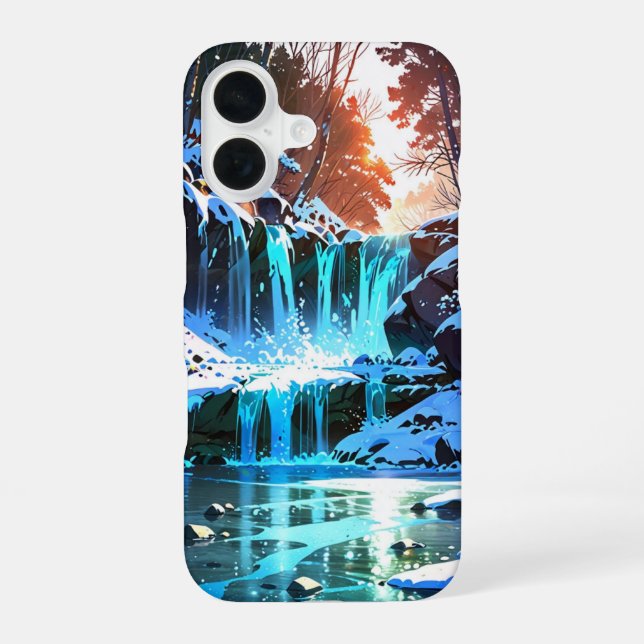 Winter Waterfall Magic iPhone 16 Case (Back)