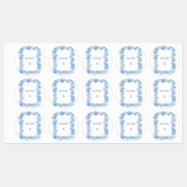Winter Waterproof Labels Minimalist Snowflake Name (Sheet)