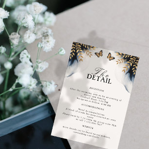 Winter Waves With Golden Wings Wedding Detail Card