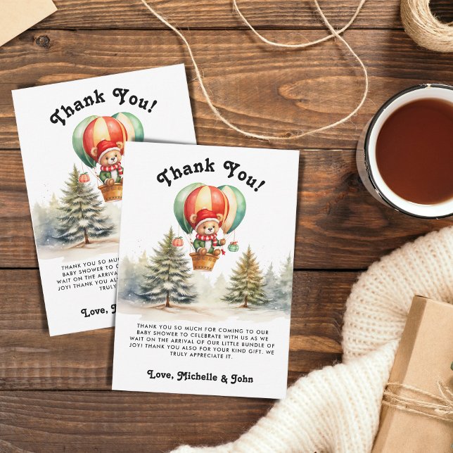 Winter We Can Bearly Wait Christmas Baby Shower Thank You Card (Creator Uploaded)