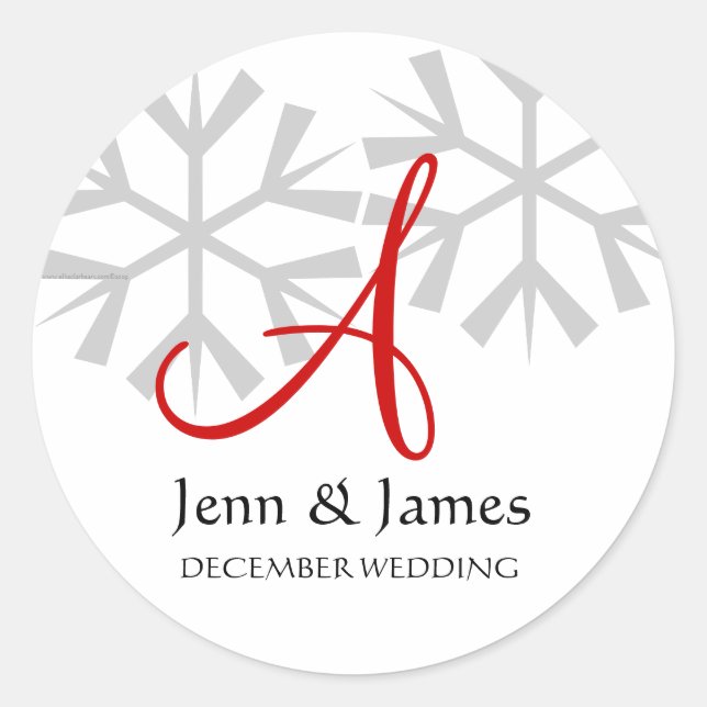 Winter Wedding Announcement Monogram A Seal (Front)