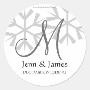 Winter Wedding Announcement Monogram M Seal