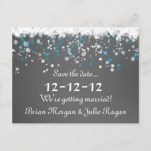 winter wedding announcement postcard
