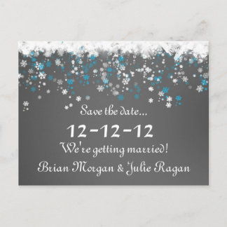 winter wedding announcement postcard