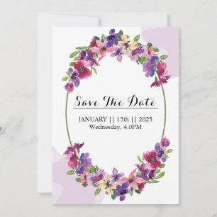 Winter Wedding Beautiful Floral Wreath Design Card
