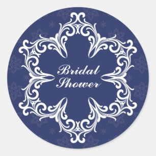 Winter Wedding Bridal Shower Sticker in Navy