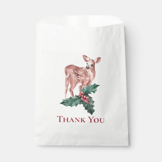 Winter Wedding Christmas Reindeer Deer Country Favour Bags (Front)