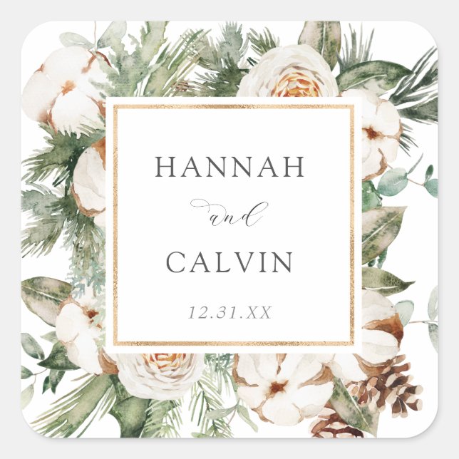 Winter Wedding Classic Round Sticker (Front)