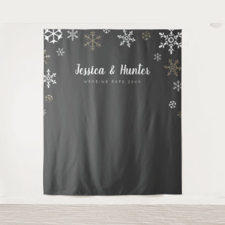 Winter Wedding Custom Snowflake Backdrop Tapestry