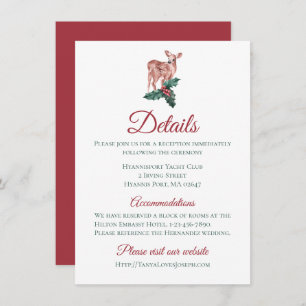 Winter Wedding Details Christmas Reindeer Floral Invitation