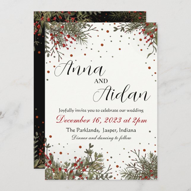 Winter Wedding Elegant Modern Inspirivity Invitation (Front/Back)