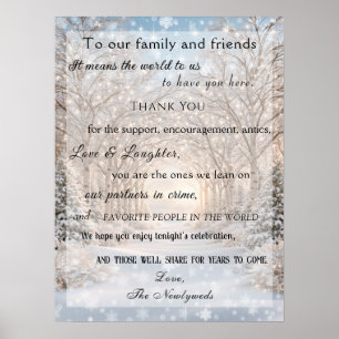 Winter Wedding Forest Lights Snowflakes Thank You Poster