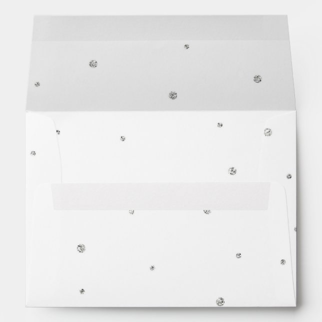 Winter Wedding Glam Silver & White Dots Party Envelope (Back (Bottom))