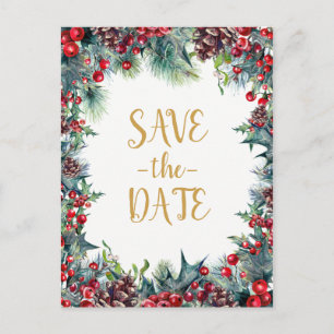 Winter Wedding Holiday Christmas Save the Date Announcement Postcard