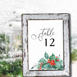 Winter Wedding Holly Berries and Pine Table Number<br><div class="desc">Winter Wedding Reception Table Number which you can customise with any table number, decorated with watercolor design and elegant calligraphy. This design features winter berries, holly, pine and evergreen greenery. A beautiful choice for a winter wedding or christmas wedding. Please browse my winter berries collection for matching items or message...</div>
