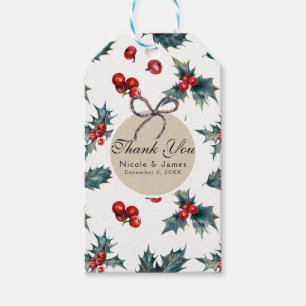 Winter Wedding Holly Berry Holiday Christmas Gift Tags