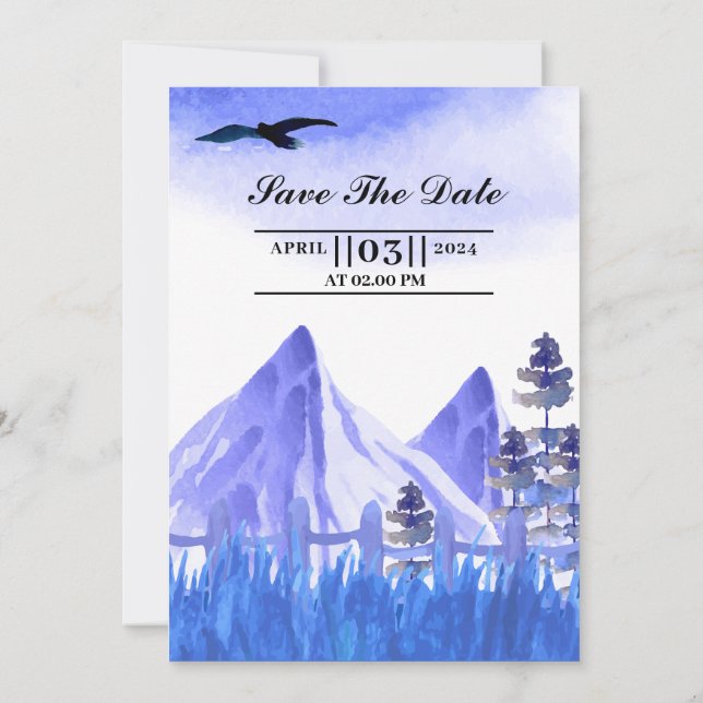 Winter Wedding Invitation Card Glitter Party (Back)