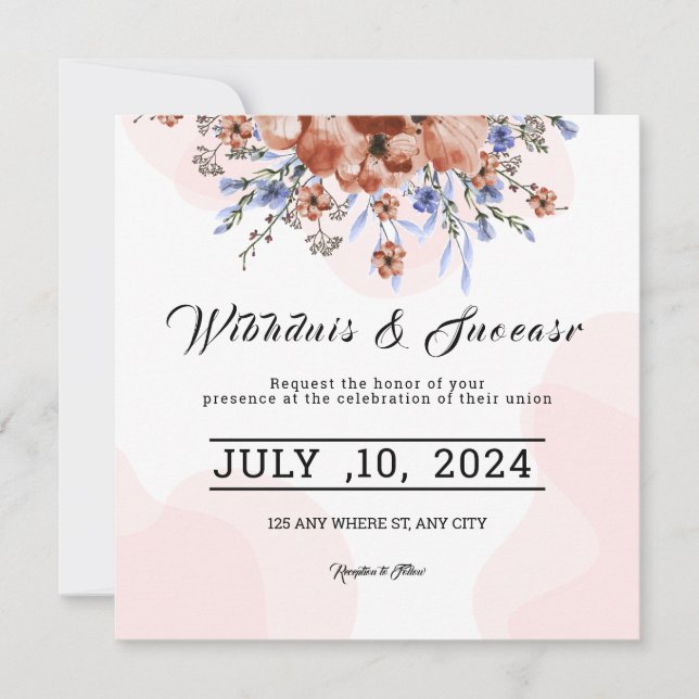Winter Wedding Invitation Card Square Card Design (Front)