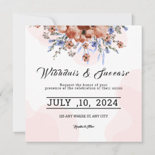 Winter Wedding Invitation Card Square Card Design