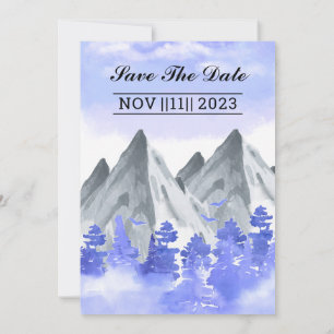 Winter Wedding Invitation Landscape Card Design