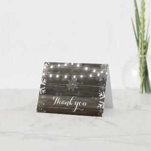 Winter Wedding Lights & Snowflakes Thank You Card