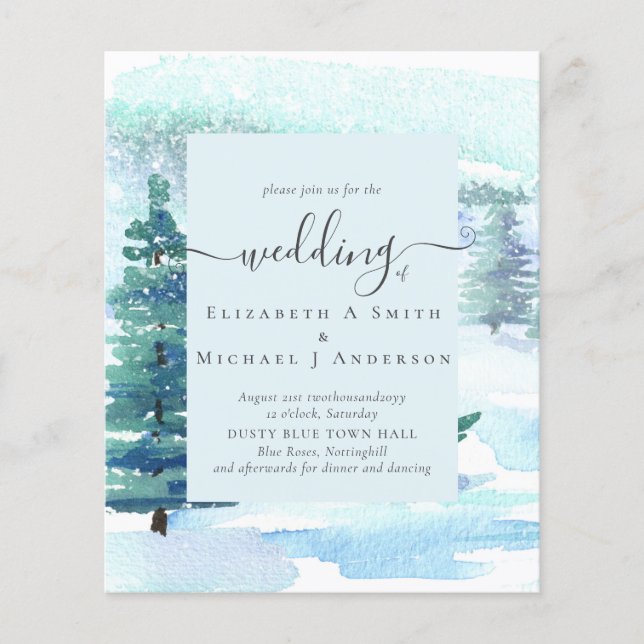 Winter Wedding Mountain Pine Trees Snow Flyer (Front)